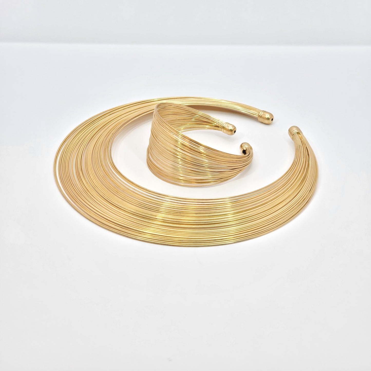 Nyara Brass Choker & Cuff Set