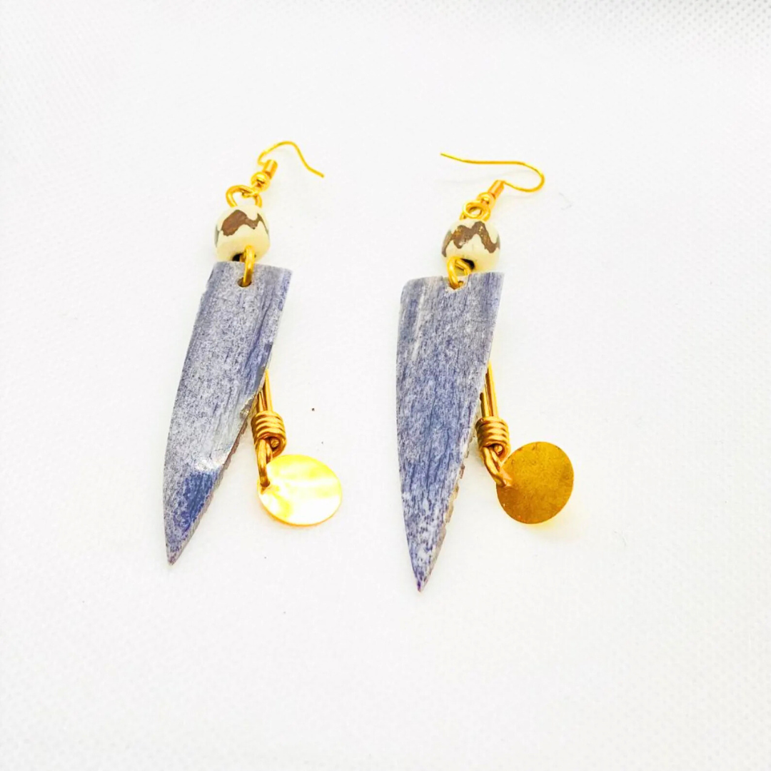 Real Brass and Bone Earrings