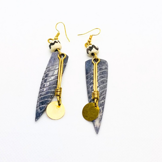 Real Brass and Bone Earrings