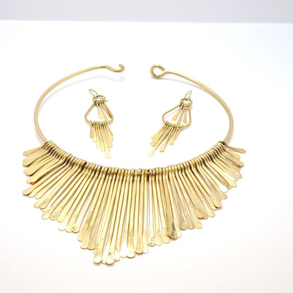 Tausi Brass Choker & Earrings Set | VANAFRIQ