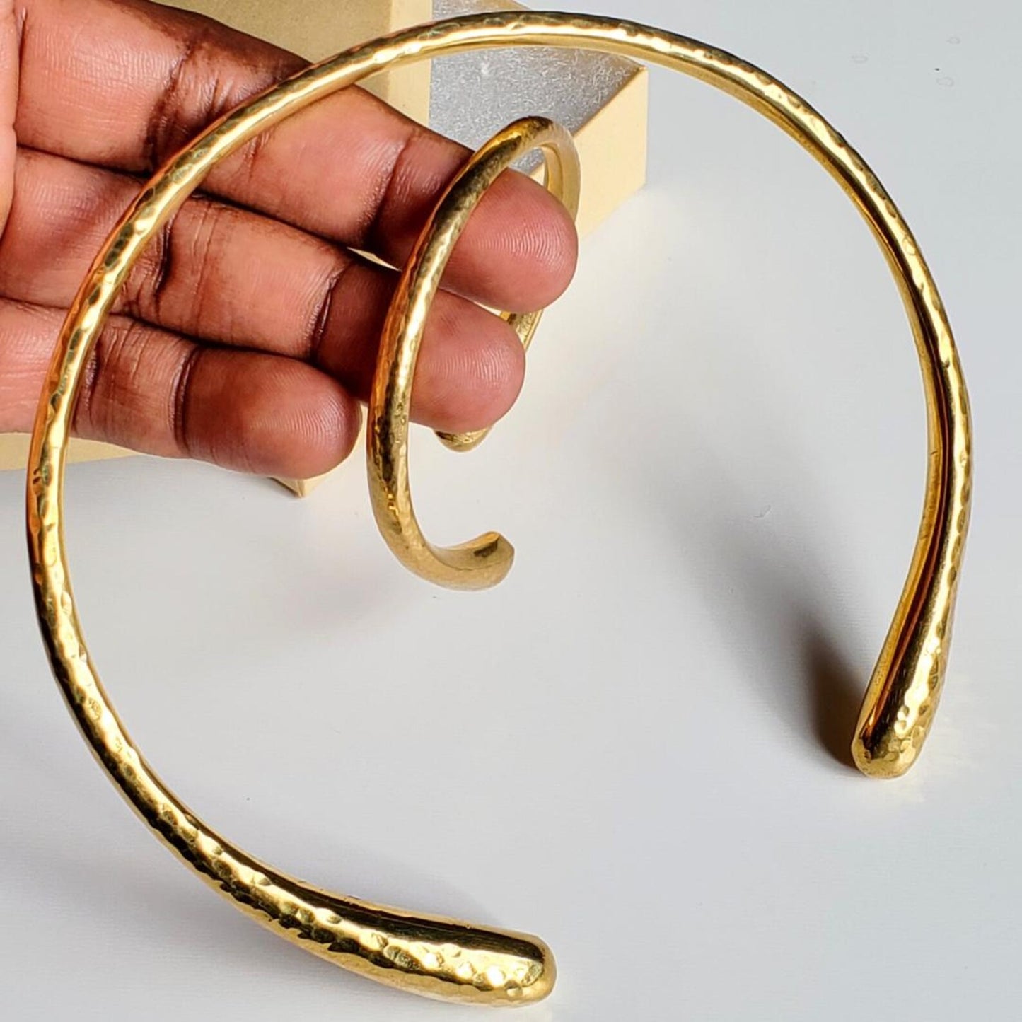 Hammered Brass Choker and Bangle Set